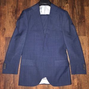 Suitsupply Navy Blue Lazio Check Suit 34R 100% Pure Italian Wool